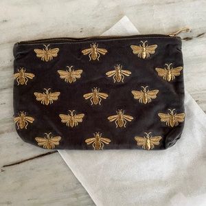 Elizabeth Scarlett  Honey Bee Charcoal Velvet Pouch / Clutch / Bag